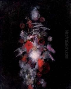 A Still Life With Red And Pink Flowers by Marinus B.W. Dittlinger