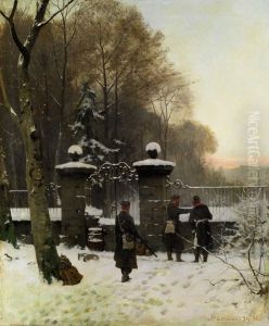 Deutsche Soldaten Des 1870er Krieges Beider Wache by A. Dittmer