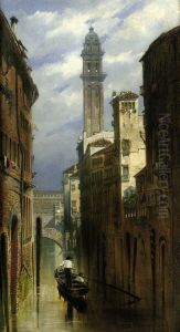 Venedig: Blick Uber Einen Kanal by Ludwig Dittweiler