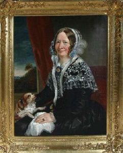 A Portrait Of A Victorian Lady And Her Pet Spaniel by Annie Dixon