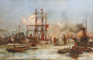 Docks Sur La Tamise A Londres by Charles Dixon