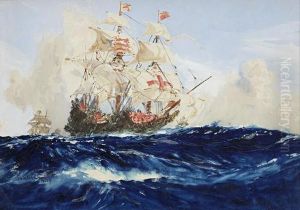 A Galleon In Full Sail by Charles Edward Dixon