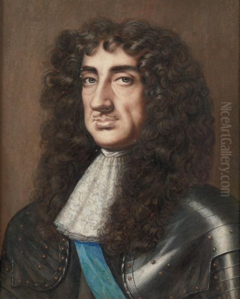 Portrait Of King Charles Ii, Bust-length, In Lace Steinkirk And Wearing The Sash Of The Order Of The Garter - view 1