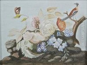 Roses, Anenomes, Wild Bird And Insect by Samuel Dixon