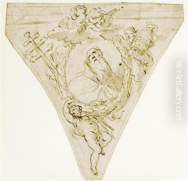 Church Dignitary With Insignia And Putti - view 1