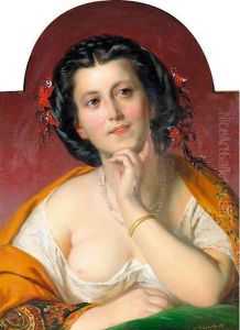 Portrat Einer Eleganten Dame. by Franz Joseph Dobiaschofsky