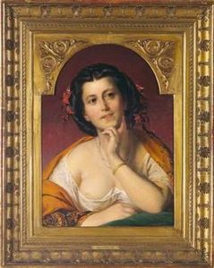 Portrat Einer Eleganten Dame. by Franz Joseph Dobiaschofsky