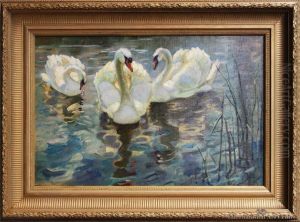 Hyde Park Swans by Beatrix Charlotte Dobie