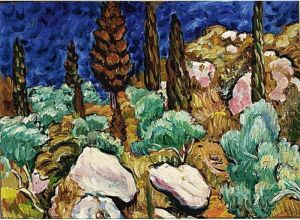 A View Of A Rocky Landscape Near The Dalmatian Coast; Together With A Work By Marinus Schipper by Peter Dobrovic