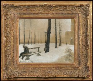 Winter At Paris Boulevard by Odo Dobrowolski
