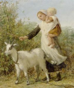 Mother With Child And A Goat by William Charles Thomas Dobson