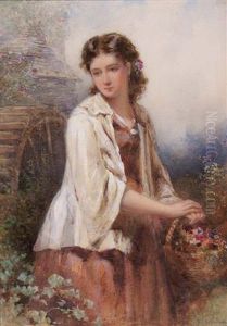 Gathering Flowers By The Water Mill by William Charles Thomas Dobson