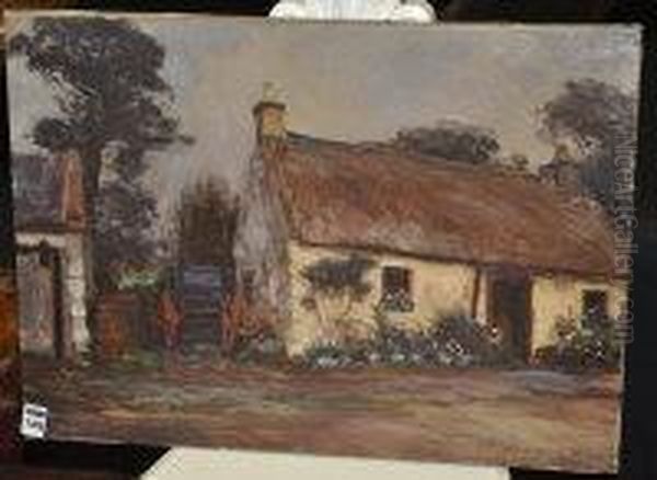 A Thatched Cottage With Summer Flowers In Cart - view 1