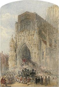 A Funeral Cortege Entering Westminster Abbey, London by George Haydock Dodgson