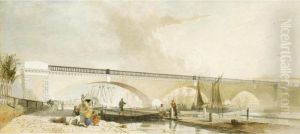 Figures Gathered Before The Regent's Viaduct, London by George Haydock Dodgson