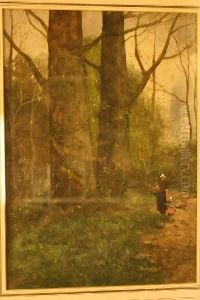 Houtsprokkelaarster Met Kind In Het Bos by Johan Hendrik Doeleman