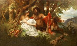 Fauno Con Figura Femminile In Un Bosco