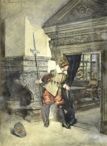 Prunkvolles Interieur Mit Musketier by Emile Doepler Jnr