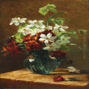 Still Life With Flowers In A Vase by Augusta Dohlmann