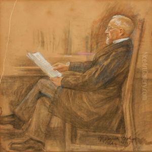 Portrait Of Christian H yer Reading by Heinrich Dohm