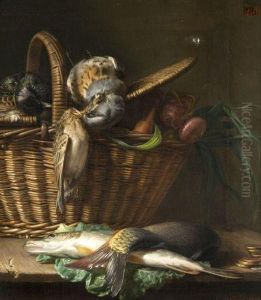 Nature Morte Aux Grives, Carpes Et Perche by Camille Dolard