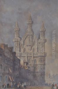 Figures Near Nuremburg Cathedral by Edwin Thomas Dolby