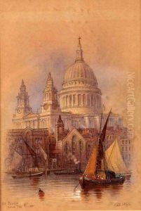 St Paul's From The River by Edwin Thomas Dolby
