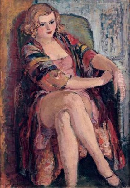 Portrait De Femme Blonde Assise - view 1