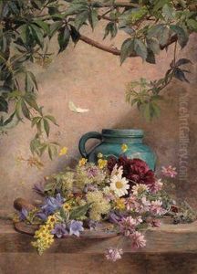 Sommerblumenstuck Mit Schmetterling