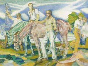 Bauern Bei Der Feldarbeit. by Eduard Dollerschell