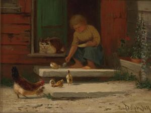 Feeding The Chickens by John Henry Dolph