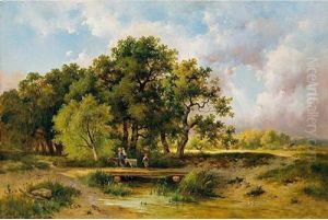 Paisaje Con Ninos Y Cabras by Melchor Domenge Y Antiga