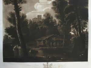 (italianate Landscape With Figures By A Pool) by Domenico Zampieri (Domenichino)