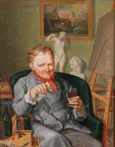 A Painter With A Glass Of Red Wine