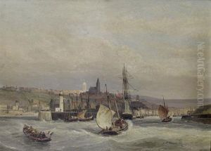 Entrance To The Harbour Of Boulogne; Rotterdam by Cornelis Christiaan Dommersen