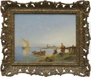 A River Scene In Holland by Pieter Cornelis Dommershuijzen
