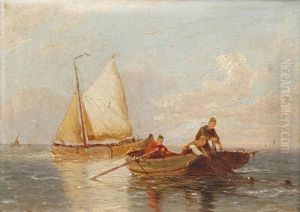 Fishermen Tending Their Nets by Pieter Cornelis Dommershuijzen