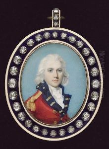 An Officer, Wearing Scarlet Coat With Blue Facings And Gold Epaulettes, White Waistcoat And Frilled Cravat, His Hair Powdered And Worn by John Donaldson