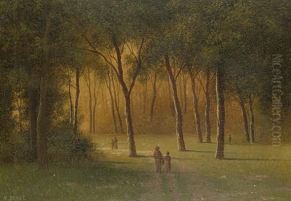 Figures In A Wooded Park. - view 1