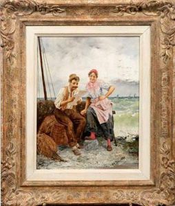 Fischerpaar Bei Der Zeitungslekture by Frederick Reginald Donat