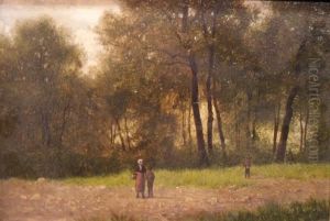 A Summer Landscape With Figures; A Winter Landscape With Figures (a Pair) by M. Donat