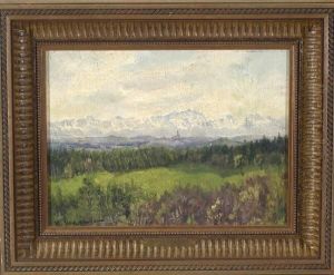 Bewaldete Voralpenlandschaft by Wilhelm Donaubauer