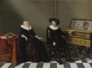 Marriage Portrait Of A Husband And Wife Of The Lossy De Warinefamily by Gerrit van Donck