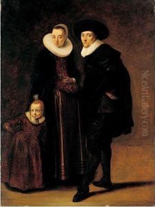 Portrait Of A Married Couple With Their Son, Full-length Standing
