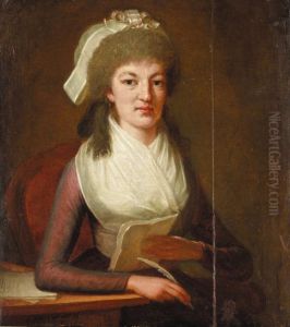 Portrait Of A Lady Writing A Letter by Guillaume Dominique Doncre
