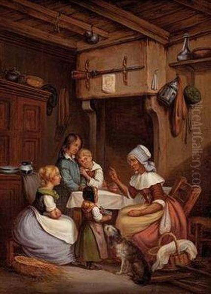 "mutter Unterweist Ihre Kinder - Stubeninterieur" - view 1