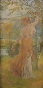 Jeune Femme Cueillant Des Pommes