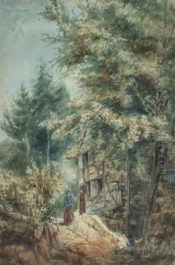 Paysage Forestier Anime by Auguste Donnay