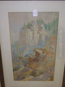View Of Baghi Cliffs, Near Ranikhet, India, Painted By Captain Hrb Donne Whilst In India With The Norfolk Regiment, Reserving A Label For Frame-makers "cotton &amp; Morris, The Exchange, Simla" On The Back by Henry Richard Beadon Donne