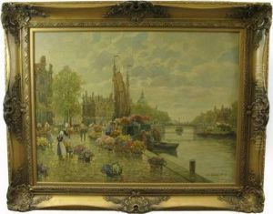 Flowervendors-amsterdam Canal Scene